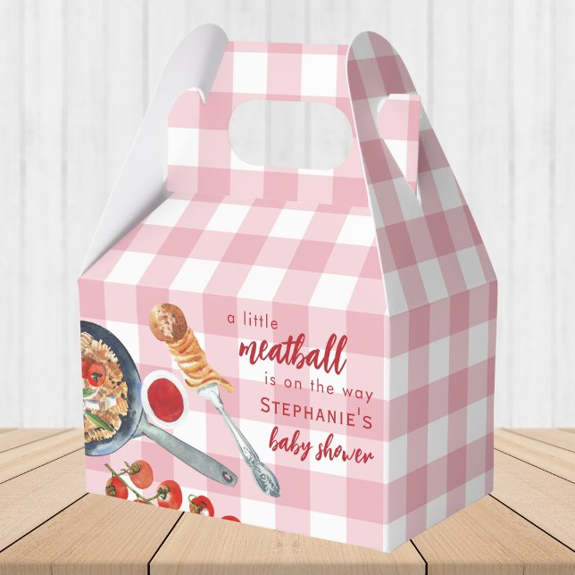 Caixinha De Lembrancinhas A Little Meatball Is On The Way Pink Baby Shower (Criador carregado)