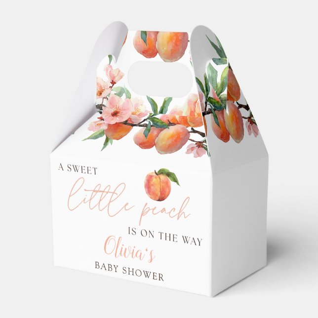 Caixinha De Lembrancinhas A Sweet Little Peach Baby Shower Favor Boxes (Frente)