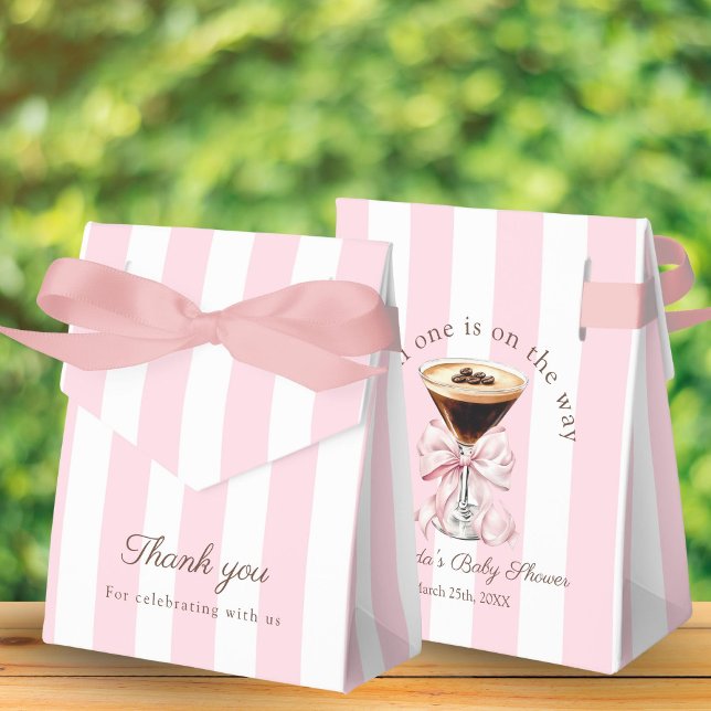 Caixinha De Lembrancinhas A Tini One Martini Pink Bow Baby Shower Gift (A tini one is on the way Baby shower Girl Gift Boxes)