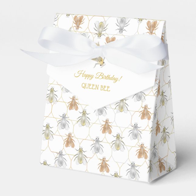 Caixinha De Lembrancinhas Abelhas Metálicas de Cobre Douradas Modernas (Frente)