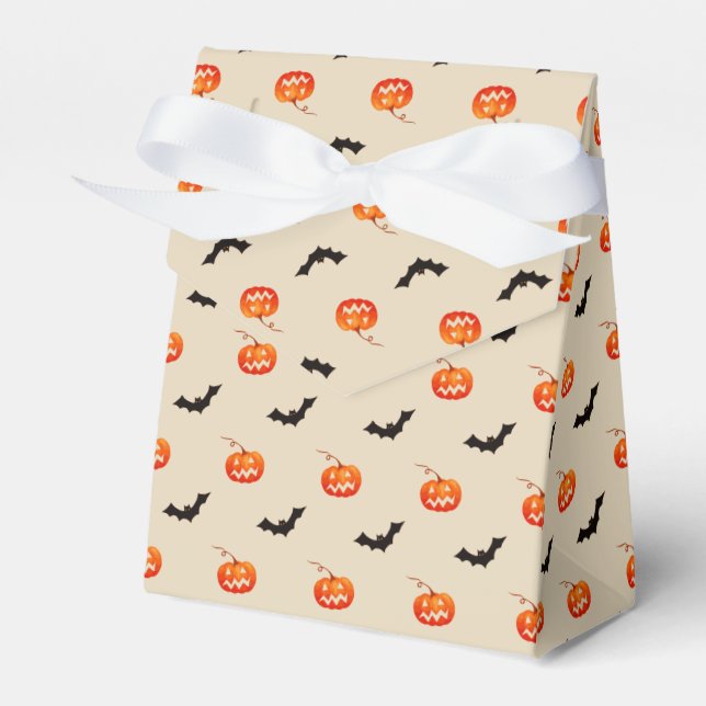Caixinha De Lembrancinhas Abóbora de Halloween e Morcego Preto (Frente)
