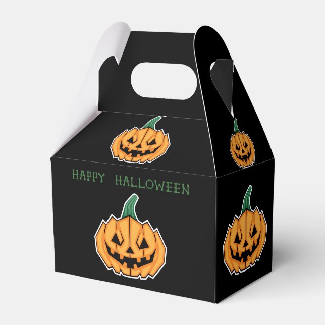 Caixinha De Lembrancinhas Abóbora Halloween (Estilo Angular) (Frente)