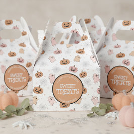 Caixinha De Lembrancinhas Abóboras de Halloween Pastel Padrão Fantasmas ID13