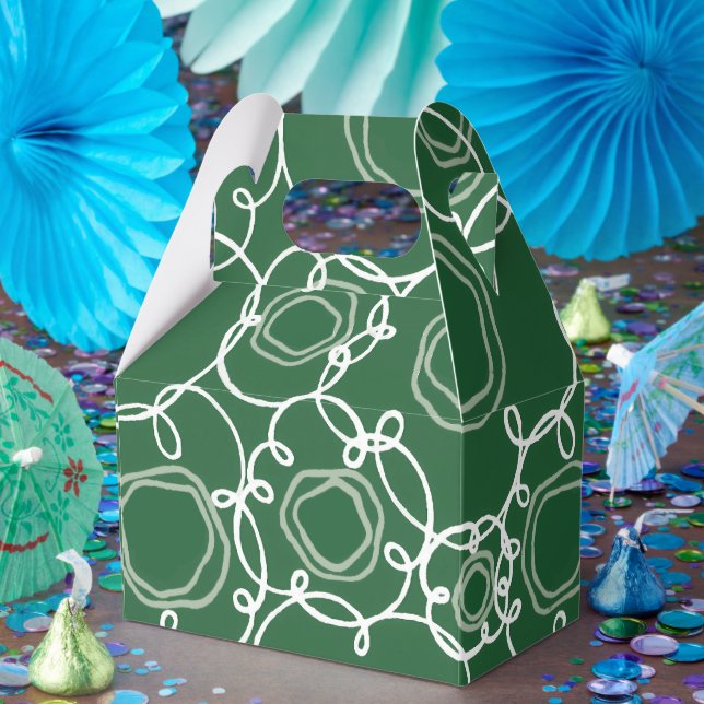 Caixinha De Lembrancinhas Abstract Floral Matrix (Dark Green) Fine Art (Festa)