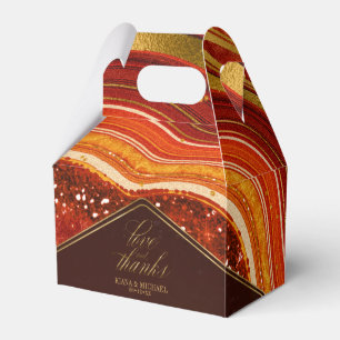 Caixinha De Lembrancinhas Abstrato Agate Wedding Obrigados Hot Orange ID827