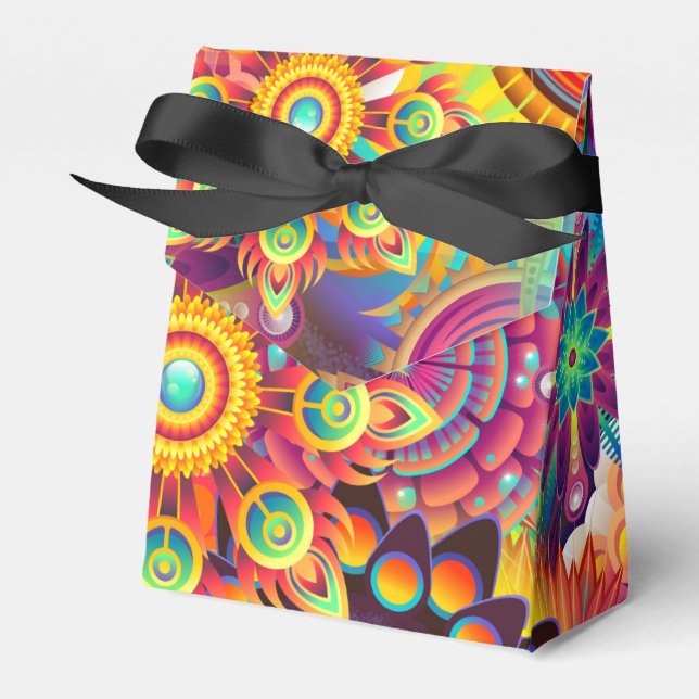 Caixinha De Lembrancinhas Abstrato Boho do Padrão Retroativo Funky (Frente)