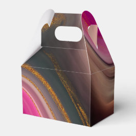 Caixinha De Lembrancinhas Abstrato rosa e preto com espirais Dourados