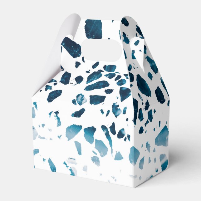 Caixinha De Lembrancinhas Abstrato Terrazzo Mosaico Marinho e padrão azul cl (Frente)