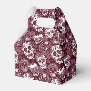 Caixinha De Lembrancinhas açúcar cran vinho crânio padrão ornamental floral