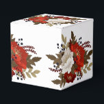 Caixinha De Lembrancinhas Adesivo quadrado floral vermelho e branco de inver<br><div class="desc">Adesivo perfeito para casamentos de inverno,  festas,  eventos,  obrigado. Adicione seu texto</div>