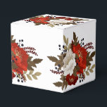 Caixinha De Lembrancinhas Adesivo quadrado floral vermelho e branco de inver<br><div class="desc">Adesivo perfeito para casamentos de inverno,  chás de panela,  eventos,  obrigado. Adicione seu texto</div>