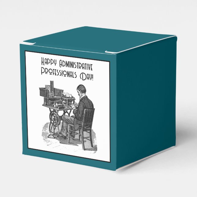 Caixinha De Lembrancinhas Administrative Professional Day Male Typist Art (Frente)