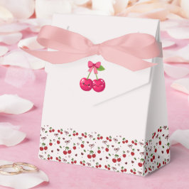 Caixinha De Lembrancinhas Adorável Casal Kawaii Cereja Rosa e Vermelho Casam