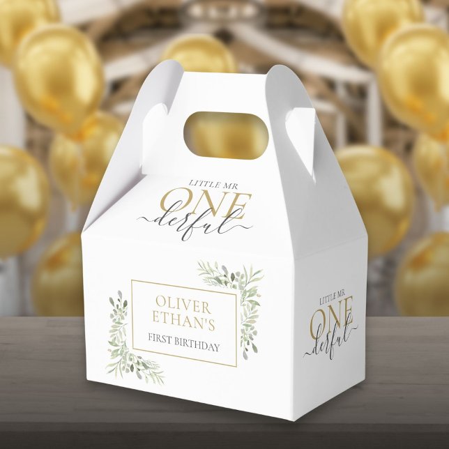 Caixinha De Lembrancinhas Adorável Pequeno Sr. ONEderful Primeiro Aniversári (Cute Little Mr ONEderful First Birthday Elegant Favor Box)