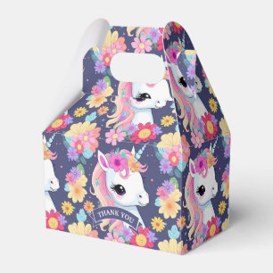 Caixinha De Lembrancinhas Adorável White Baby Unicorn com Flores