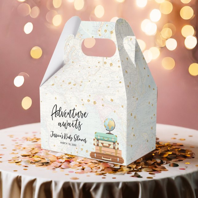 Caixinha De Lembrancinhas Adventure aguarda Chá de fraldas Confetti Viagem D (Criador carregado)