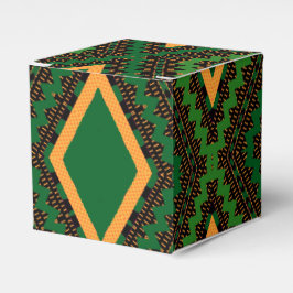 Caixinha De Lembrancinhas Afro Pop Verde Preto e Amarelo Modern Mudcloth