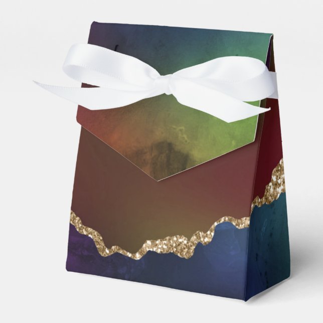 Caixinha De Lembrancinhas Agato Escuro Intenso | Moody Rainbow Jewel Tone (Frente)