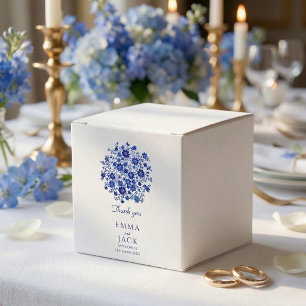 Caixinha De Lembrancinhas Agradecimento de casamento floral azul poeirento