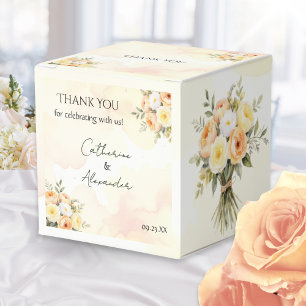Caixinha De Lembrancinhas Agradecimento de Casamento Rosas em Aquarela Boho