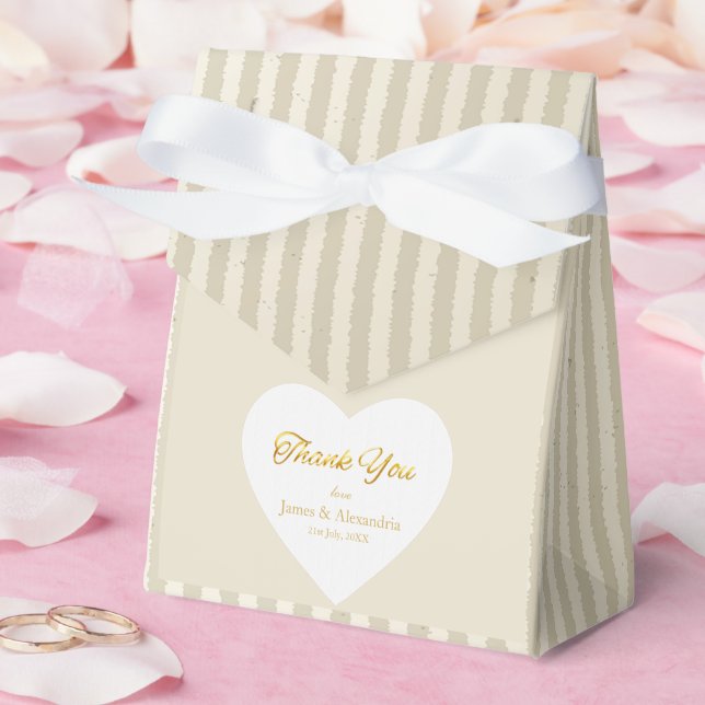 Caixinha De Lembrancinhas Agradecimento Personalizado Listras Douradas Coraç (Casamento)