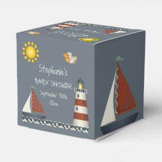 Caixinha De Lembrancinhas Ahoy Sail Boat & Lighthouse Obrigado