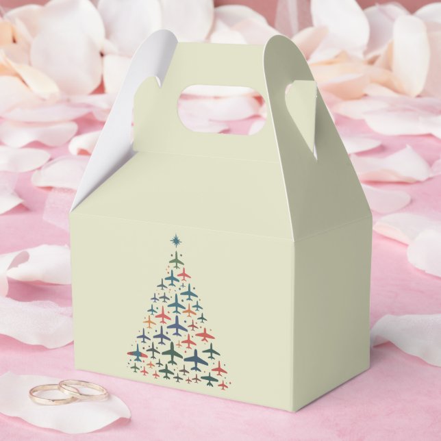 Caixinha De Lembrancinhas Airplane Christmas Tree Retro Pilot Flying Flight  (Casamento)