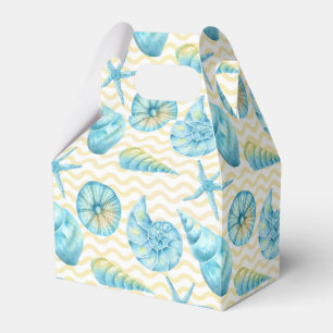 Caixinha De Lembrancinhas Algas marinhas azuis e amarelas e náuticas de cora