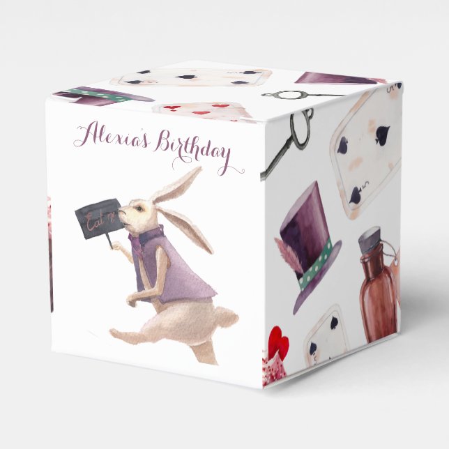 Caixinha De Lembrancinhas Alice no País das Maravilhas Coelho Pintado com Aq (Frente)