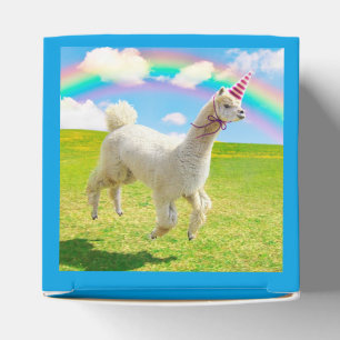 Caixinha De Lembrancinhas Alpaca Unicorn No Rainbow Sky