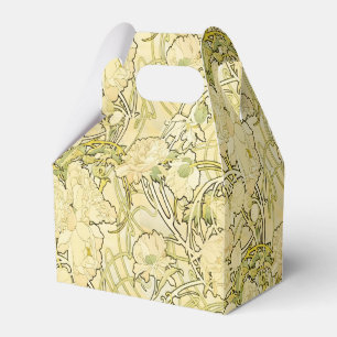 Caixinha De Lembrancinhas Alphonse Mucha Peonias Padrão Floral Art Nouveau
