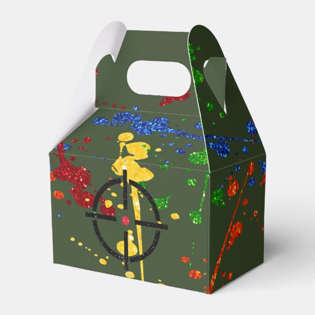 Caixinha De Lembrancinhas Alvos do Partido Paintball Glitter (Frente)