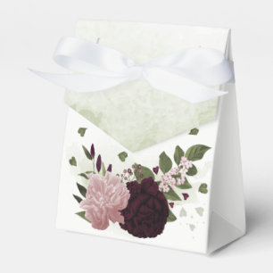Caixinha De Lembrancinhas ameixa cor-de-rosa flores burgundy casamento verde
