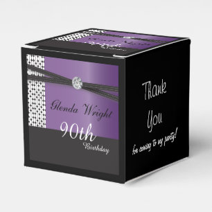 Caixinha De Lembrancinhas Ametist Roxo e Negra Aniversário Elegante