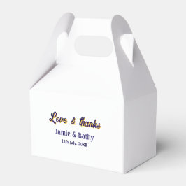 Caixinha De Lembrancinhas Amor e agradecimento roxo laranja nome data