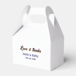 Caixinha De Lembrancinhas Amor e agradecimento roxo laranja nome data