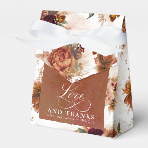 Caixinha De Lembrancinhas Amores e Obrigados Terracotta Floral Boho Favor