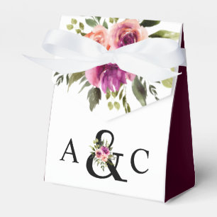 Caixinha De Lembrancinhas Ampersand Floral Moderno Pêssego Rosa de ameixa e