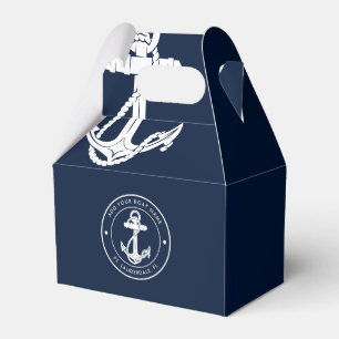 Caixinha De Lembrancinhas Âncora de Navio Azul Marinho Personalizada