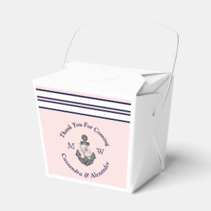 Caixinha De Lembrancinhas Âncora Floral Azul-Marinho, Cor-de-Rosa, Monograma