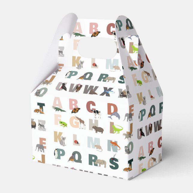 Caixinha De Lembrancinhas Animais Cutados do Alfabeto ABC (Frente)