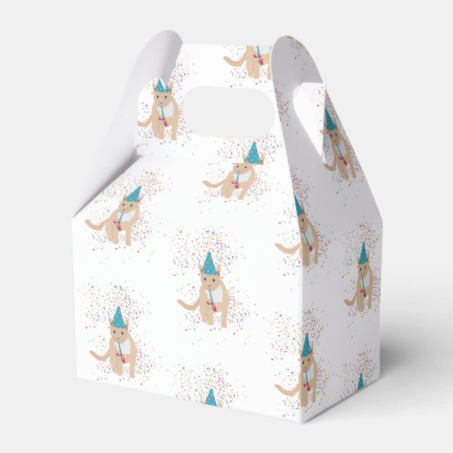 Caixinha De Lembrancinhas Animais de Gato Engraçados Fazendo Festa (Frente)