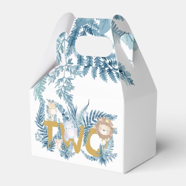 Caixinha De Lembrancinhas Animais Safari segundos aniversários Exóticos Pers (Frente)