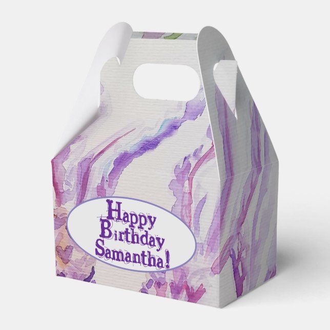 Caixinha De Lembrancinhas Aniversário da Flor de lavanda e da Abelha (Frente)