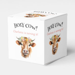 Caixinha De Lembrancinhas Aniversário da Garota Floral de Vaca Santa Jersey