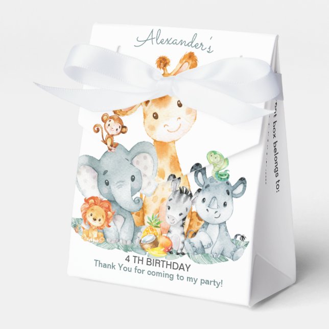 Caixinha De Lembrancinhas Aniversário da Selva Safari Cute Safari (Frente)