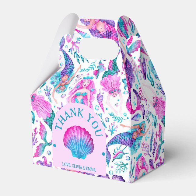 Caixinha De Lembrancinhas Aniversário das Irmãs Conjuntas das Sereias Aquáti (Verso)