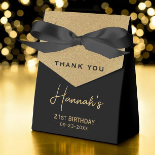 Caixinha De Lembrancinhas aniversário de 21 anos Gold Foil Monograma Script 
