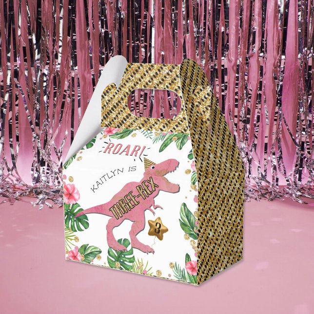 Caixinha De Lembrancinhas Aniversário de 3 anos de Dinossauro Três Rex (Criador carregado)