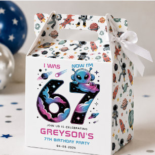 Caixinha De Lembrancinhas Aniversário de 7 anos do Cute Space   Seis e Sete 